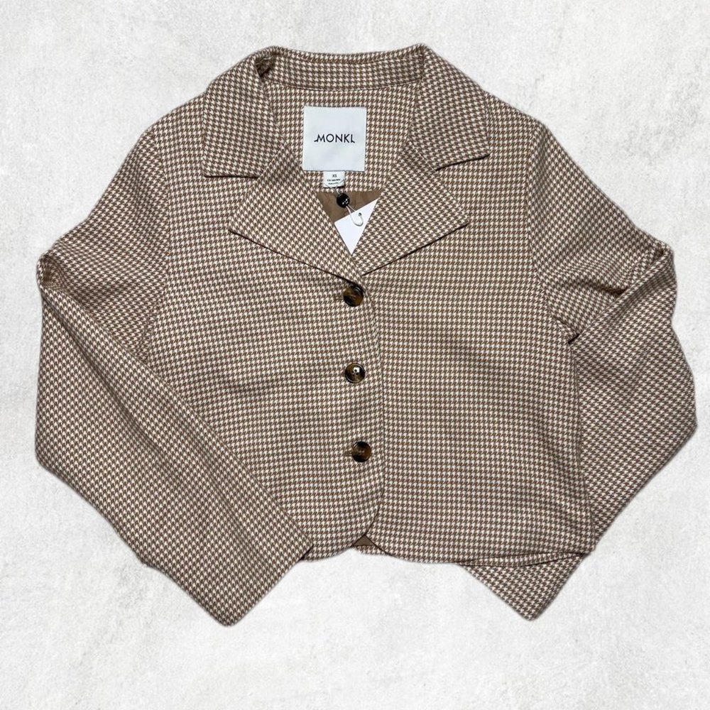 NWT Monki houndstooth crop blazer
